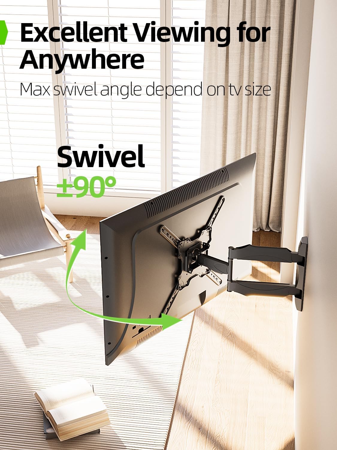 USX Mount Full Motion TV Wall Mount - Swivel & Tilt Design for 26-60 Inch TVs, Max VESA 400x400mm