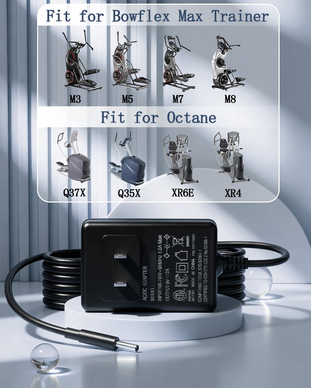 9V Charger for Bowflex Max Trainer M5 M3 M7 M8 HVT Exercise Elliptical Treadmill Cardio Machine Power Supply 6.5Ft
