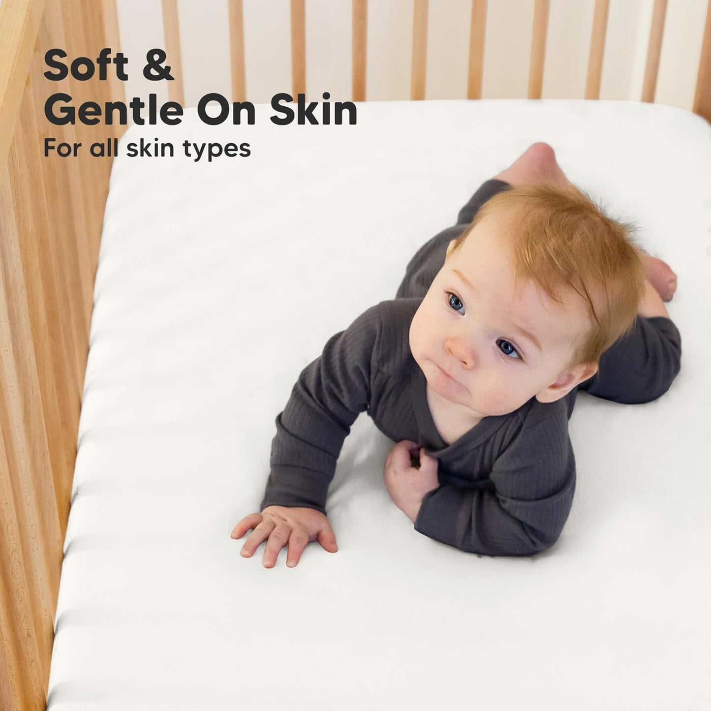 KeaBabies Organic Crib Sheets - 2-Pack Neutral Jersey Cotton Fitted Sheets | Soft & Breathable 52x28 for Baby