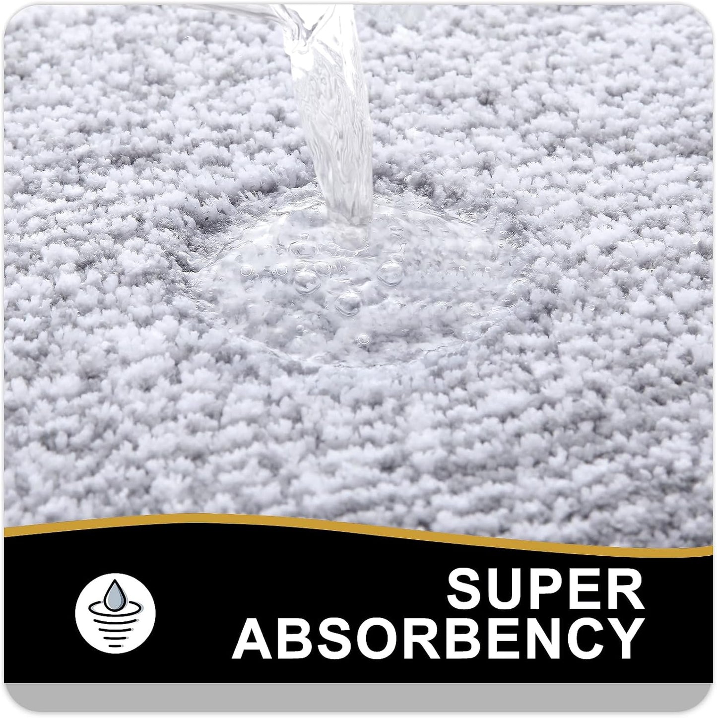 OLANLY Microfiber Bath Mat - Extra Soft, Absorbent & Non-Slip | 24x16 Inches, Quick Dry, Grey