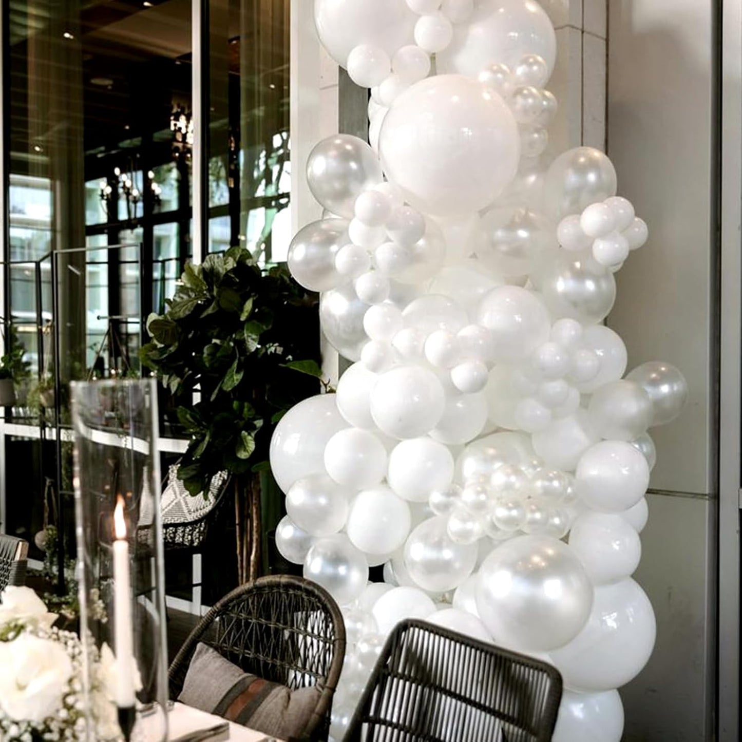 RUBFAC Pearl White Balloons - 120pcs 12-Inch White Latex Balloons for Parties & Weddings