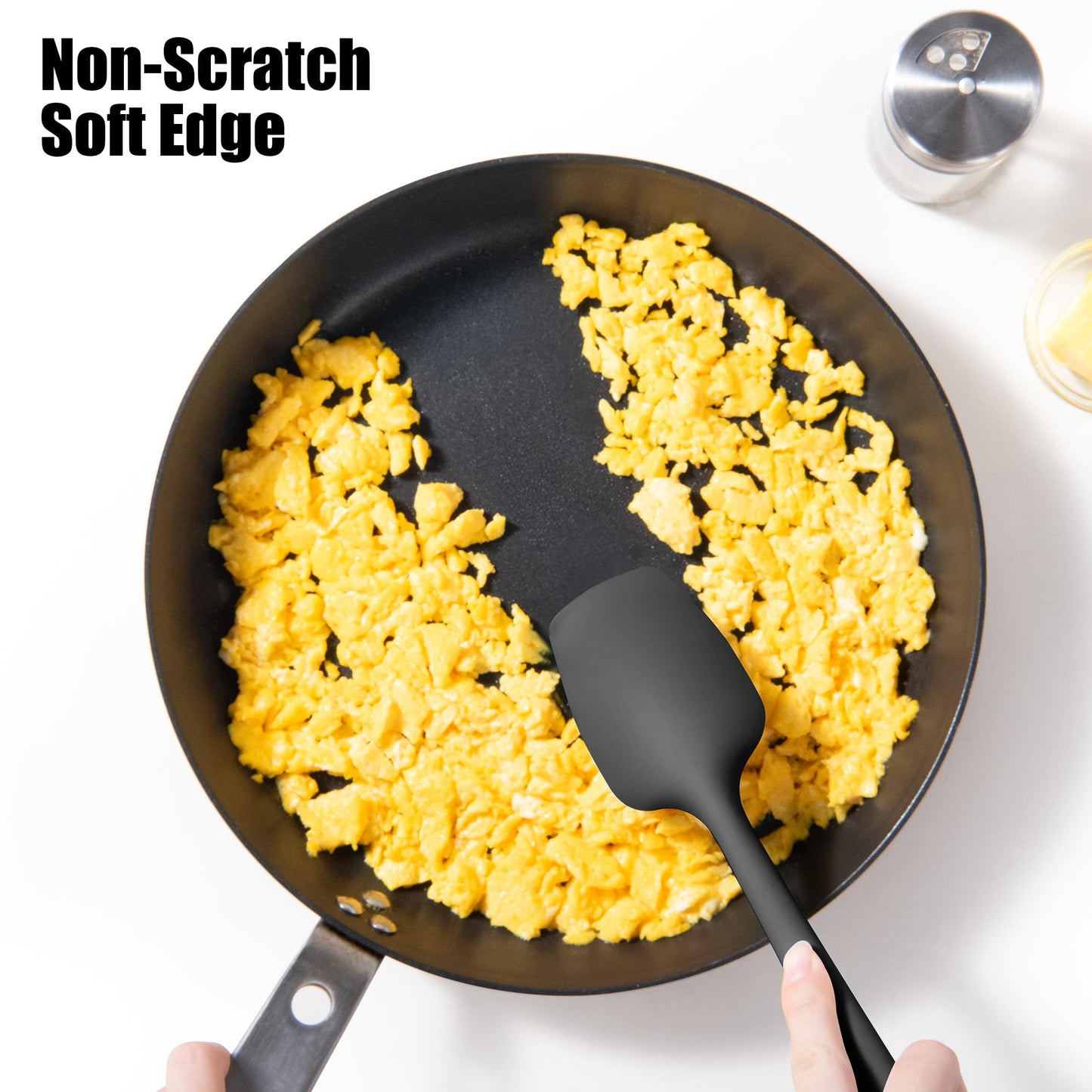 4-Piece Silicone Spatula Scrapers: Doosu 600°F Heat Resistant Food Grade Kitchen BPA Free Rubber Baking Cooking Tool Nonstick Utensil Set for Mixing, Scraping, Folding, Stirring, Serving (Multi-3)