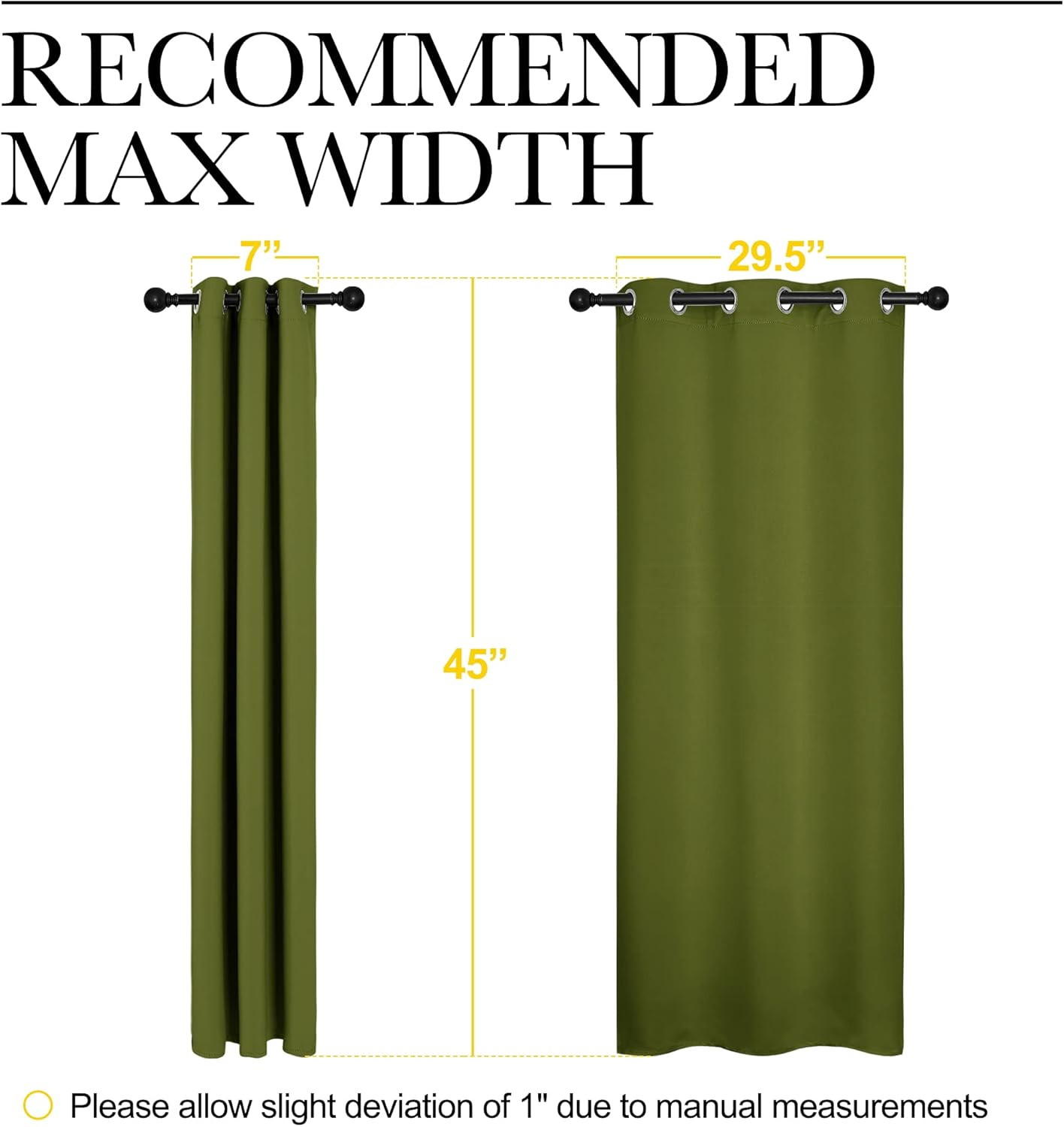 NICETOWN Blackout Curtain Panels - Thermal Insulated Holiday Draperies | Olive Green, 34x45 Inch (One Pair)