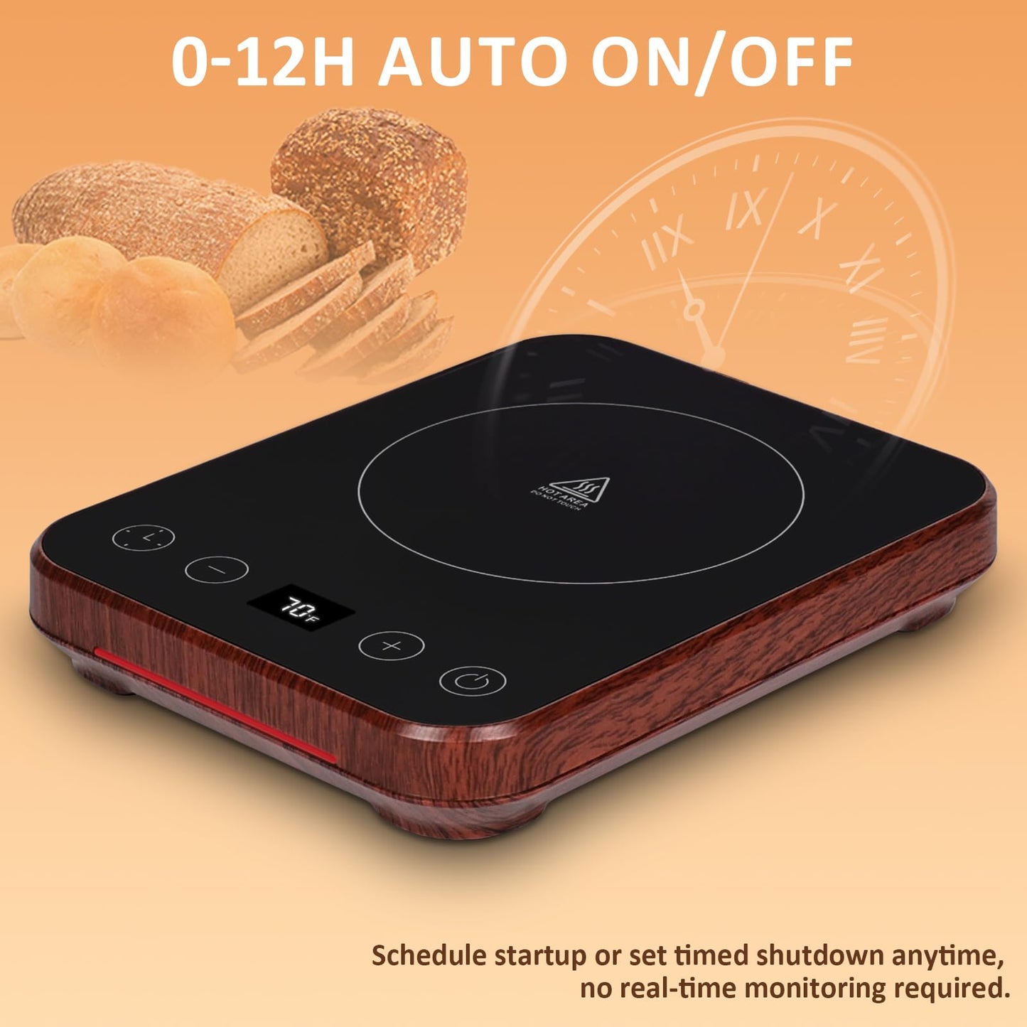 Sourdough Starter Warmer, MAXVINI Upgrade Sourdough Warming Mat with Precision Temperature Control (70-100°F) Auto-Warming Sensor, 0-12H Timer & Auto On/Off, for Home Bakers & Beginners - Wood Grain