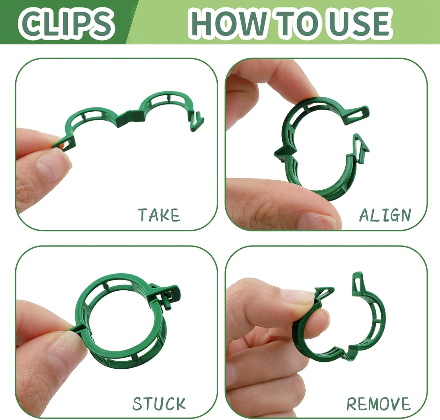 Skiennix 60Pcs Plant Support Clips - Durable Plastic Clips for Securing Tomato Vines & Climbing Plants