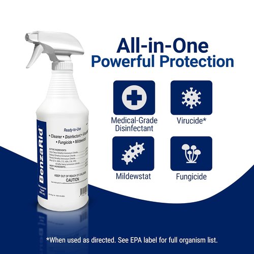 BenzaRid Pro Mold Killer - Multi-Purpose Fungicide & Disinfectant | 1 Gal + 32 oz | EPA Registered