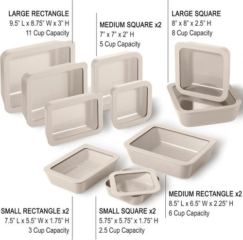 Crema Ceramic Coated Glass Food Storage Containers - Non-Toxic, BPA-Free | 10-Piece Meal Prep Set