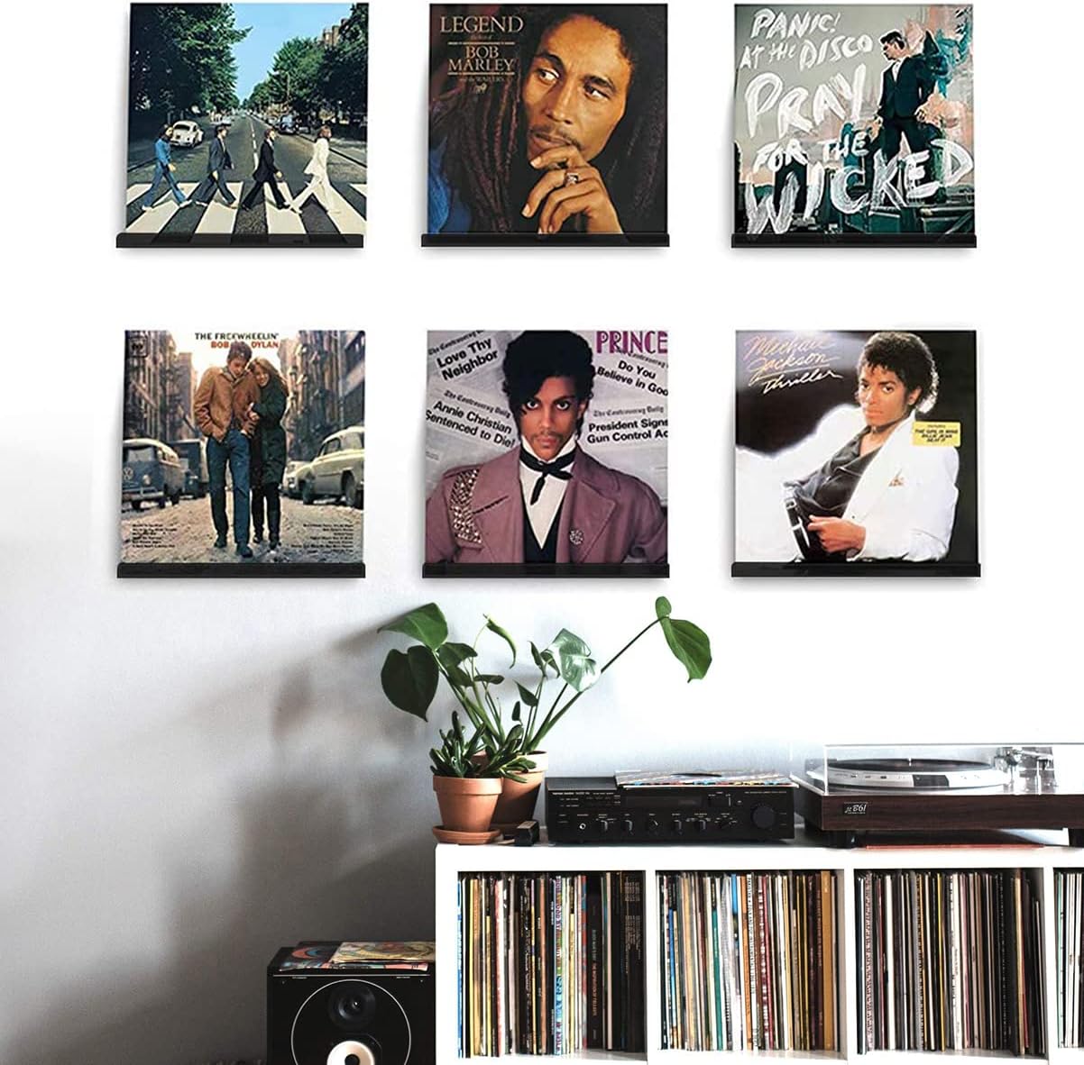 Skiennix Vinyl Record Wall Mount Holder | 12-Inch Black Acrylic Shelf for Stylish Display