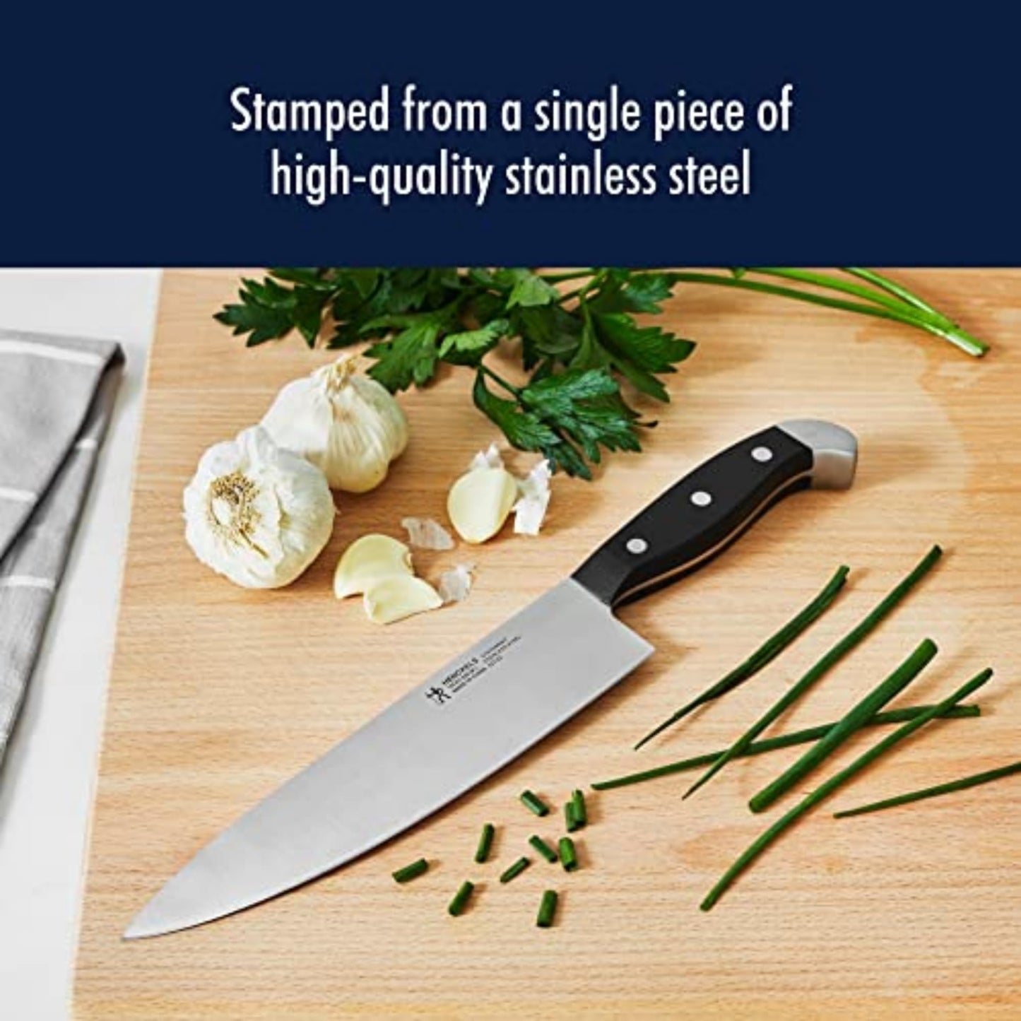 HENCKELS Statement Razor-Sharp 8-inch Chef Knife, German Engineered Informed by 100+ Years of Mastery, Black/Stainless Steel