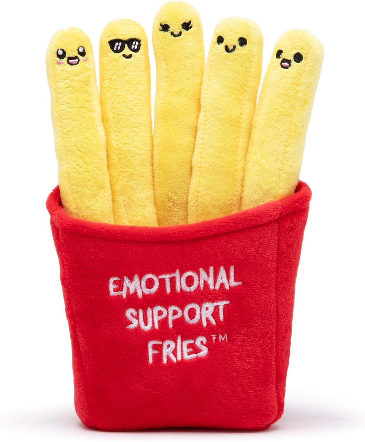 Relatable Emotional Support Fries | Cuddly Plush Toy Set with 5 Squishy Plushies & Basket - Perfect Gift for All Ages