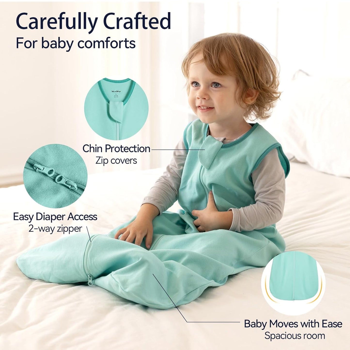 Skiennix Baby Sleep Sack - 100% Cotton Wearable Blanket for 12-18 Months | 3-Pack, Breathable & Lightweight