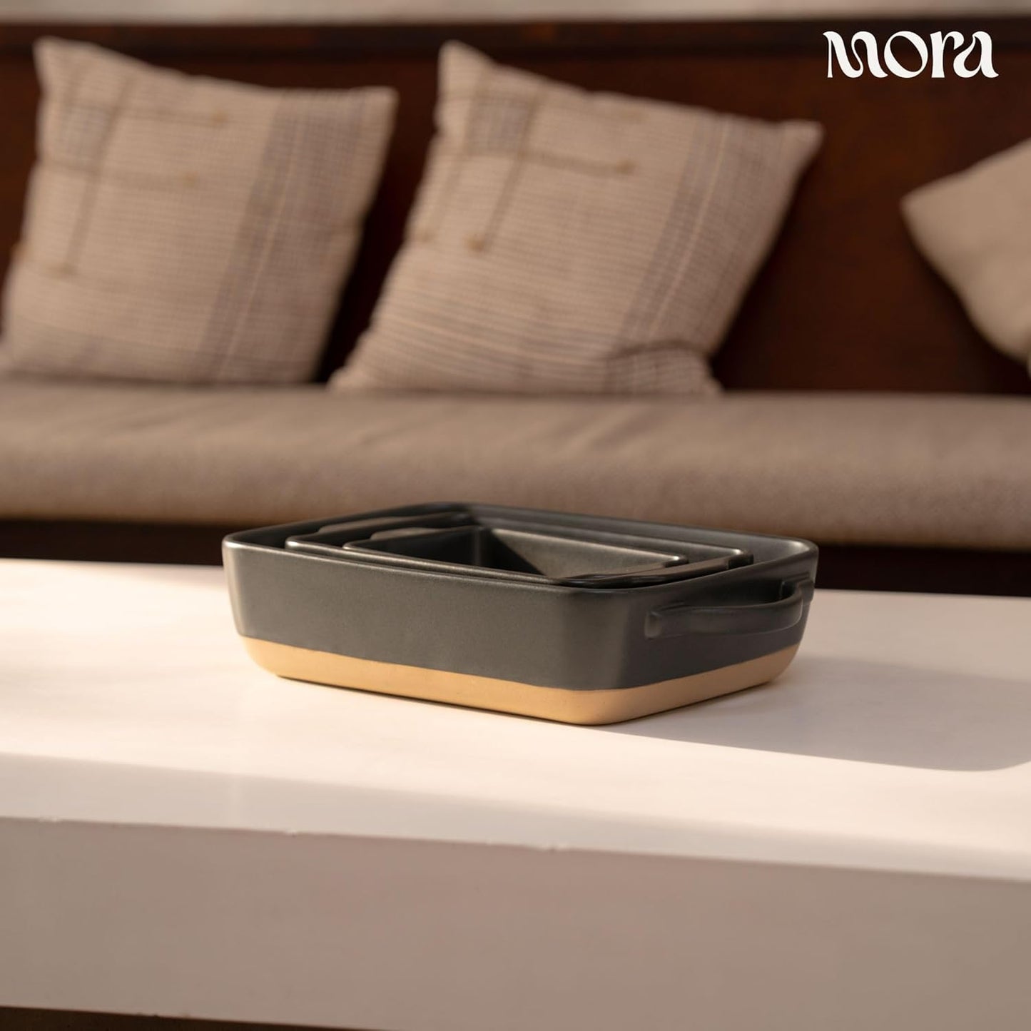 Mora Ceramic Baking Dish - Large 9x13 in Extra Deep Casserole Pan | Versatile Porcelain Bakeware in Liquorice