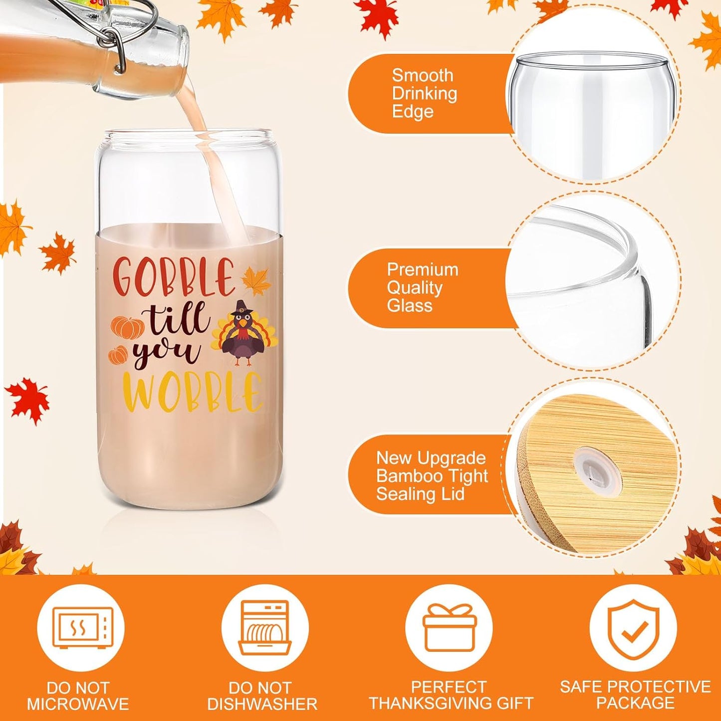 Tioncy 12 Pcs Positive Thank You Gifts for Women Appreciation Teacher Nurse Christian Religous Gifts 16oz Glass Cup with Bamboo Lids Straws Coffee Drinking Jars for Coworker