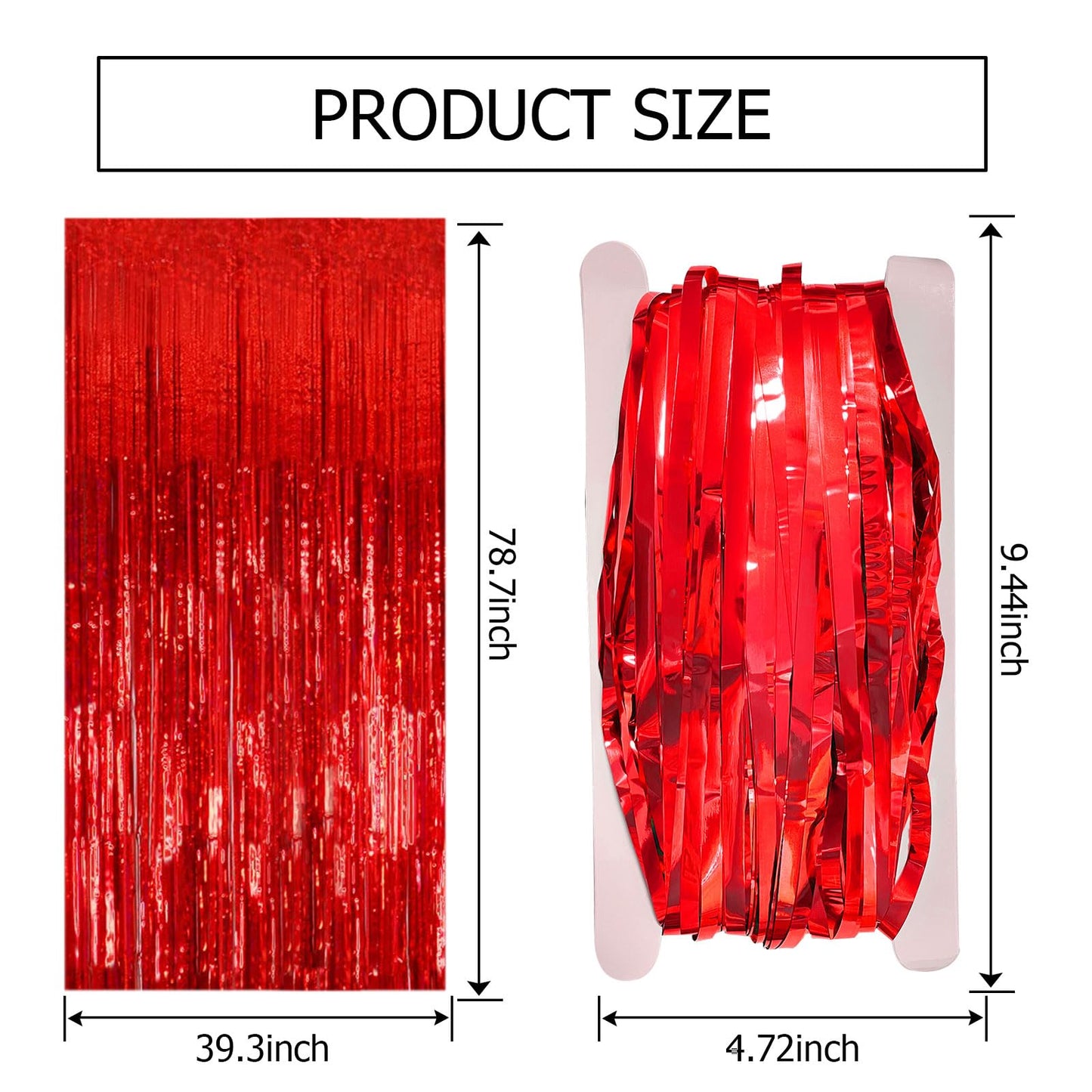10 Pack Red Streamers Party Backdrop Christmas Decorations Foil Fringe Backdrop Curtains Carnival Casino Theme Birthday New Year Holiday Celebration Bachelorette Party Decorations Supplies