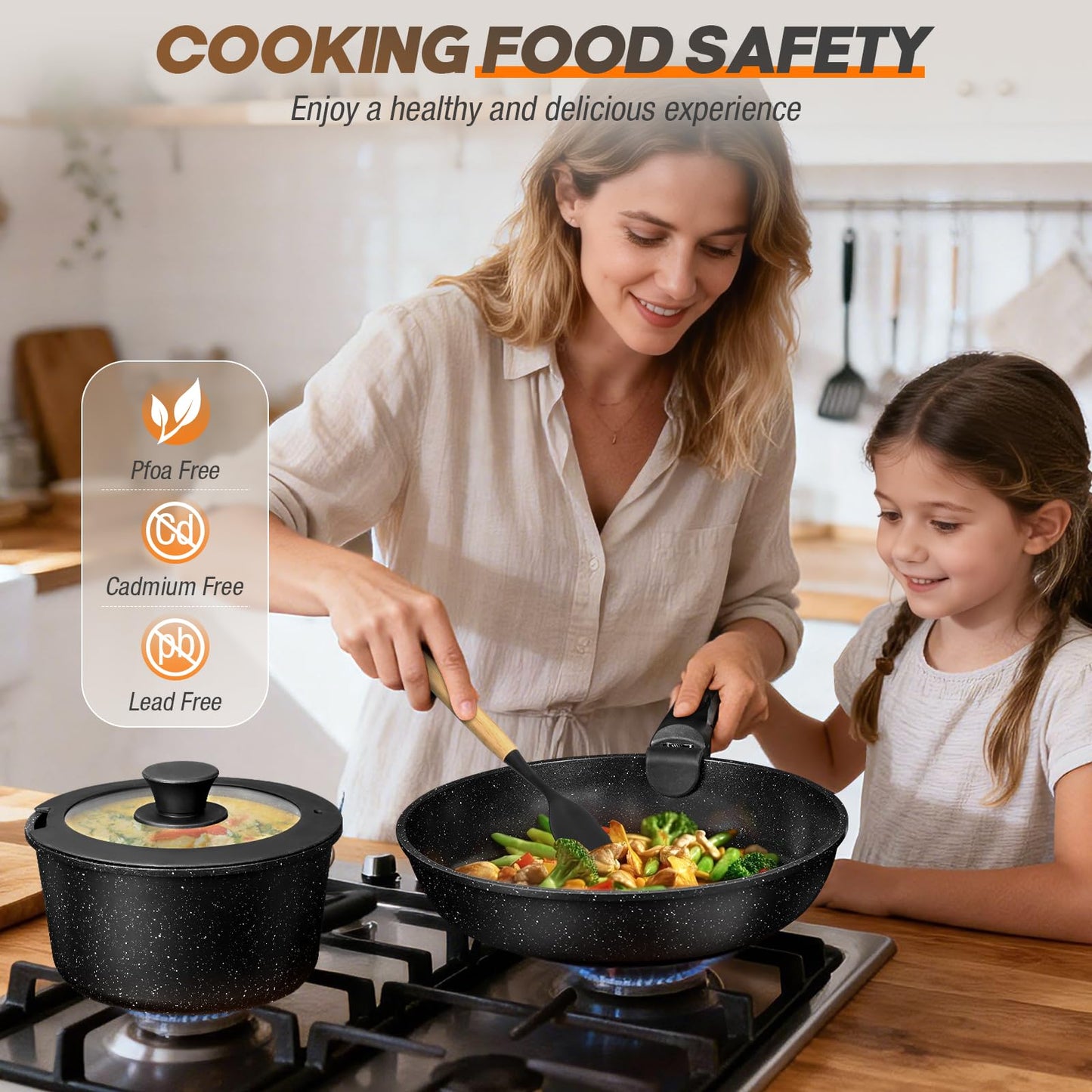 UMETRE pots and Pans Set, Nonstick Cookware Set Detachable Handle, Induction Kitchen Cookware Sets with Removable Handle, Non Stick RV Cookware Set, Dishwasher ＆ Oven Safe (21 PCS)