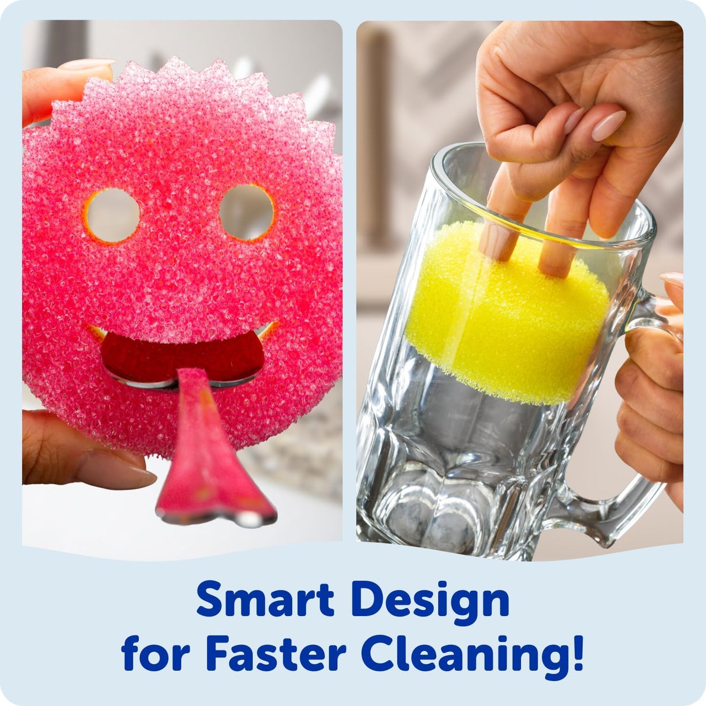 Scrub Daddy Scrub Mommy Sponges - Non-Scratch Dual-Sided Dish Scrubbers for Kitchen & Bathroom | 3 Count