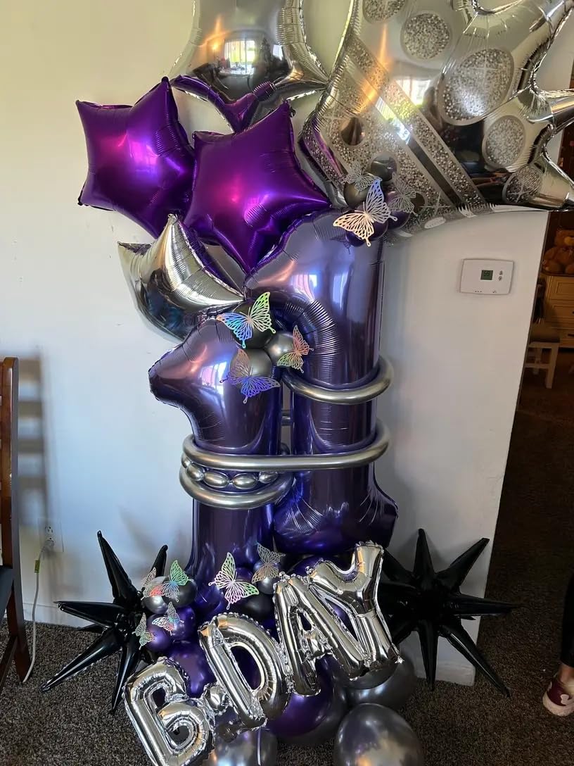 Purple Number 17 Balloon 40 inch, 17 Number Balloons, 17th Purple Birthday Decorations, 17 Year Old Girls Boys Party Supplies