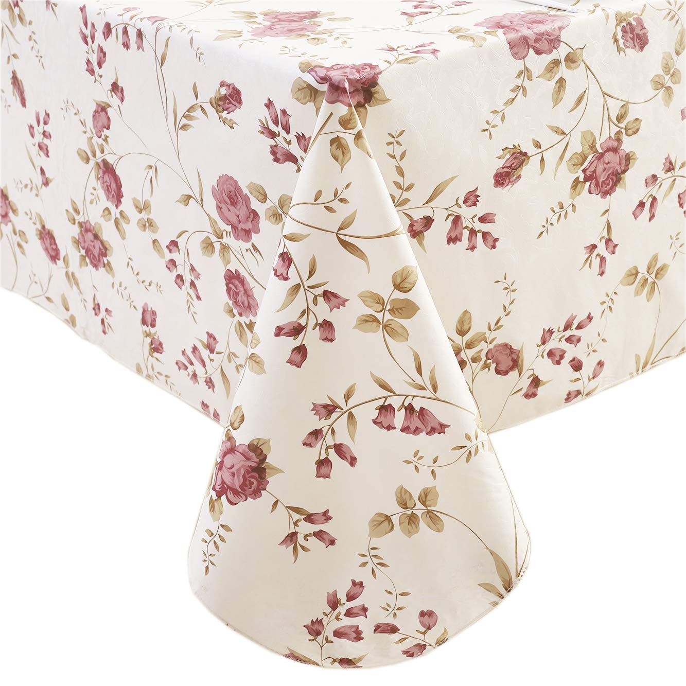 Walrus Heavy Duty Vinyl Tablecloth with Flannel Backing Waterproof Oil-Proof Plastic Table Cloth Stain-Resistant Wipeable Rectangle or Square Table Cover for Indoor and Outdoor (Flowers, 60X84 Inch)