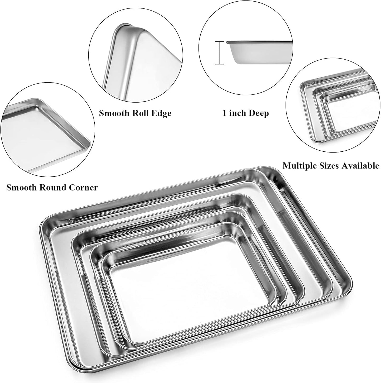 Yododo Baking Sheet Set - Stainless Steel Cookie Sheets with Cooling Racks | 12-Inch, Non-Toxic & Easy Clean