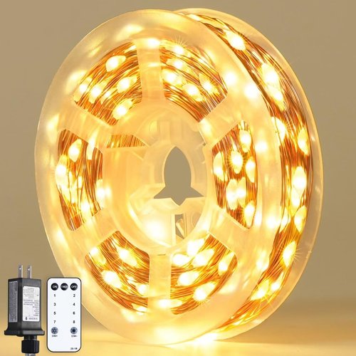 JMEXSUSS 200 LED Fairy Lights - Warm White Remote Control String Lights for Indoor Decor | 66 ft, 8 Modes