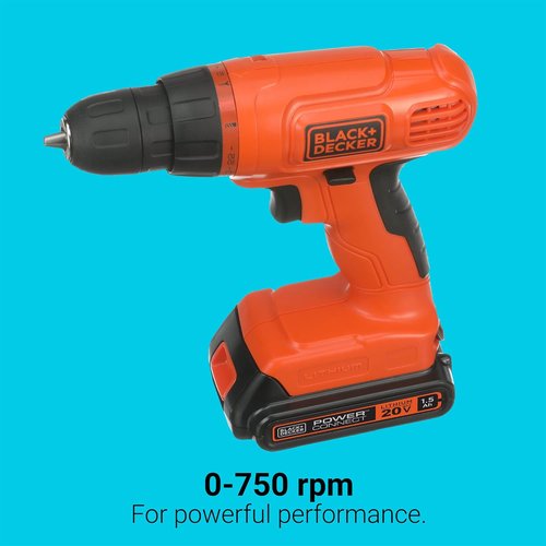 BLACK+DECKER 20V MAX* Cordless Drill Driver Kit - 100-Piece Tool Set with Battery & Charger, Orange