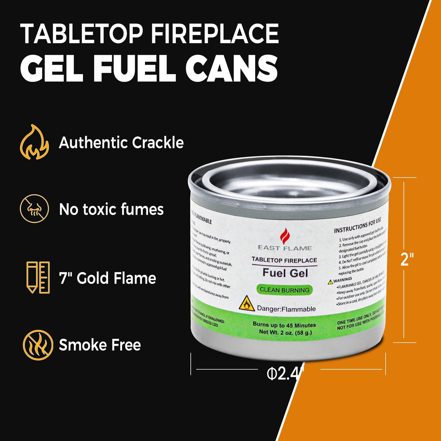 Bioethanol Gel Fuel Cans – Clean Burning Indoor Fuel for Making S’mores, Chafing Dish Fuel Cans, No Ash or Soot, Smokeless & Odorless for Indoor Fire Pits & Fireplaces, 45 Mins Burn Time for each