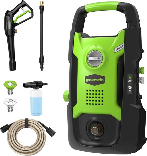 Greenworks Electric Pressure Washer - 1.2 GPM, Lightweight, 20 FT Hose & 35 FT Power Cord | Ideal for Cars, Patios & Decks