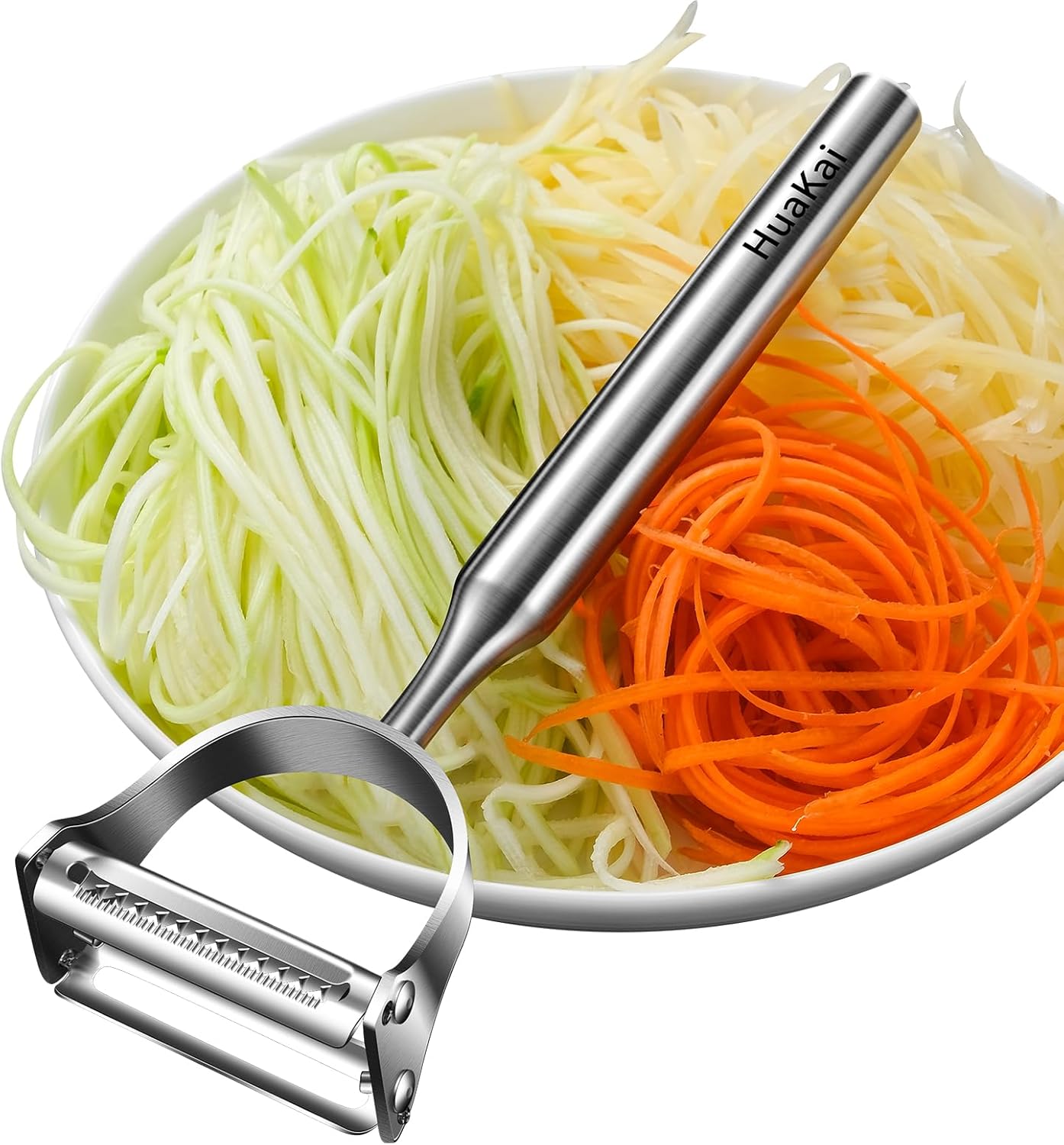 Skiennix Stainless Steel Vegetable Peeler - 2-in-1 Multi-Function Design for Fruits & Veggies | Silver