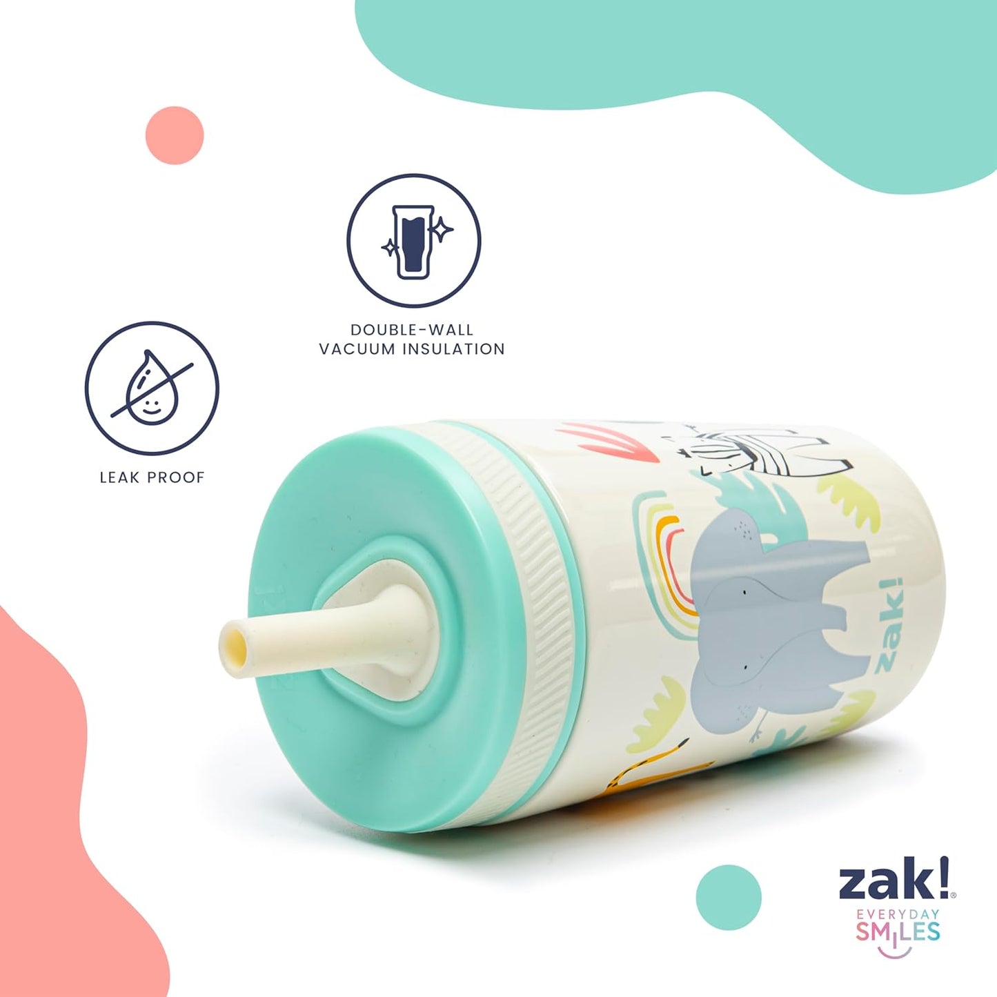 Zak Designs Bluey Kelso Toddler Cups - 12oz Vacuum Insulated Stainless Steel Sippy Cup | Leak-Proof Design for Kids