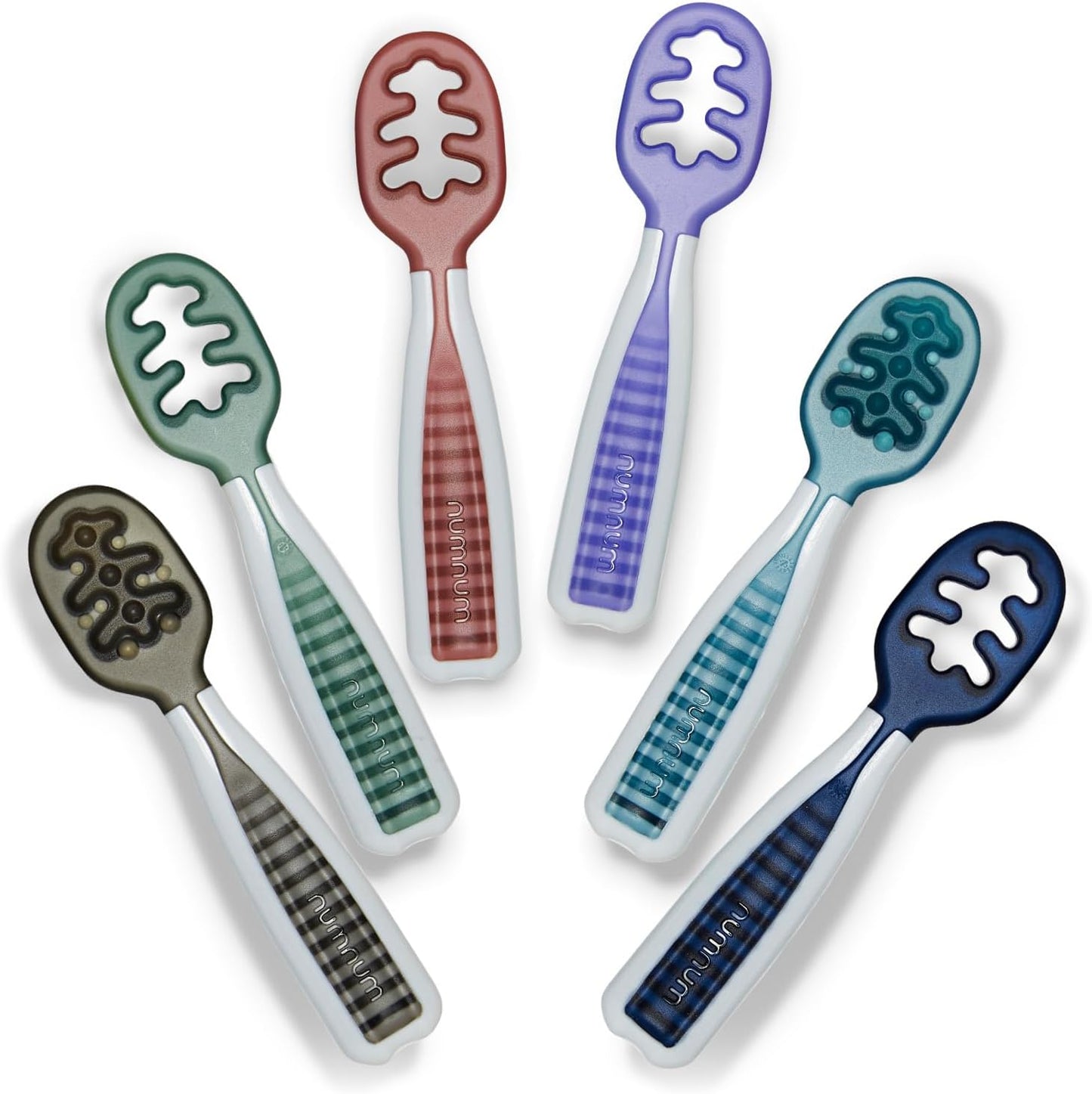 NumNum Baby Spoons Set - GOOtensils for Self-Feeding | BPA-Free Silicone Utensils, 6 Pack for 6+ Months