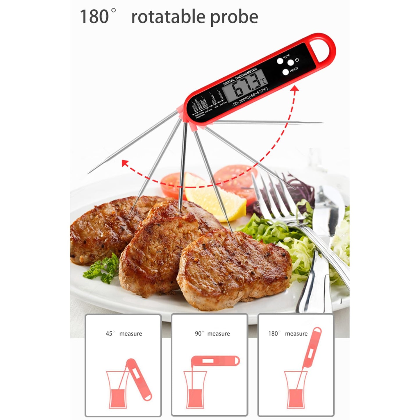 Meat Thermometer Digital - Instant Read Food Thermometer for Cooking Grilling Air Fryer Griddle Probe Kitchen Gadgets Essentials BBQ Accessories Grill Gifts for Men of Dad Fathers Day