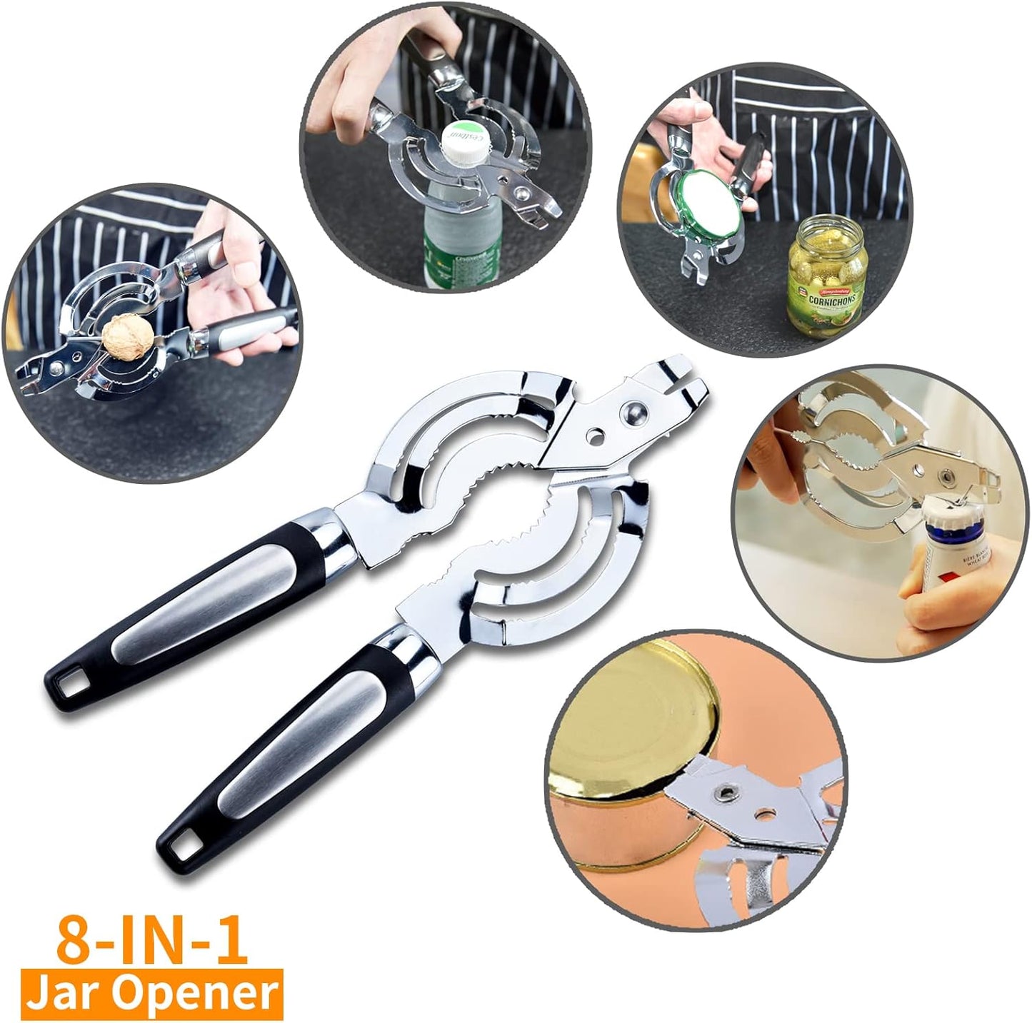 Skiennix Multi Jar Opener - Stainless Steel Tool for Weak Hands & Seniors | Easy Grip Design
