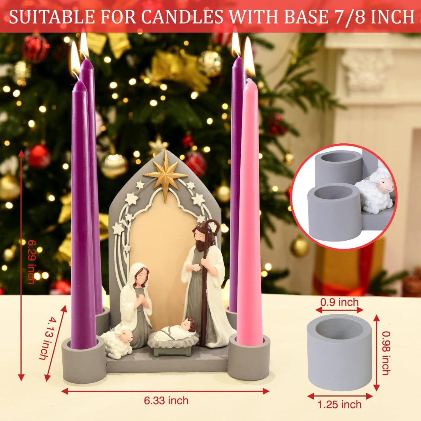 Nativity Advent Candle Holder - Elegant Resin Design for Home & Church Decor | Perfect Centerpiece