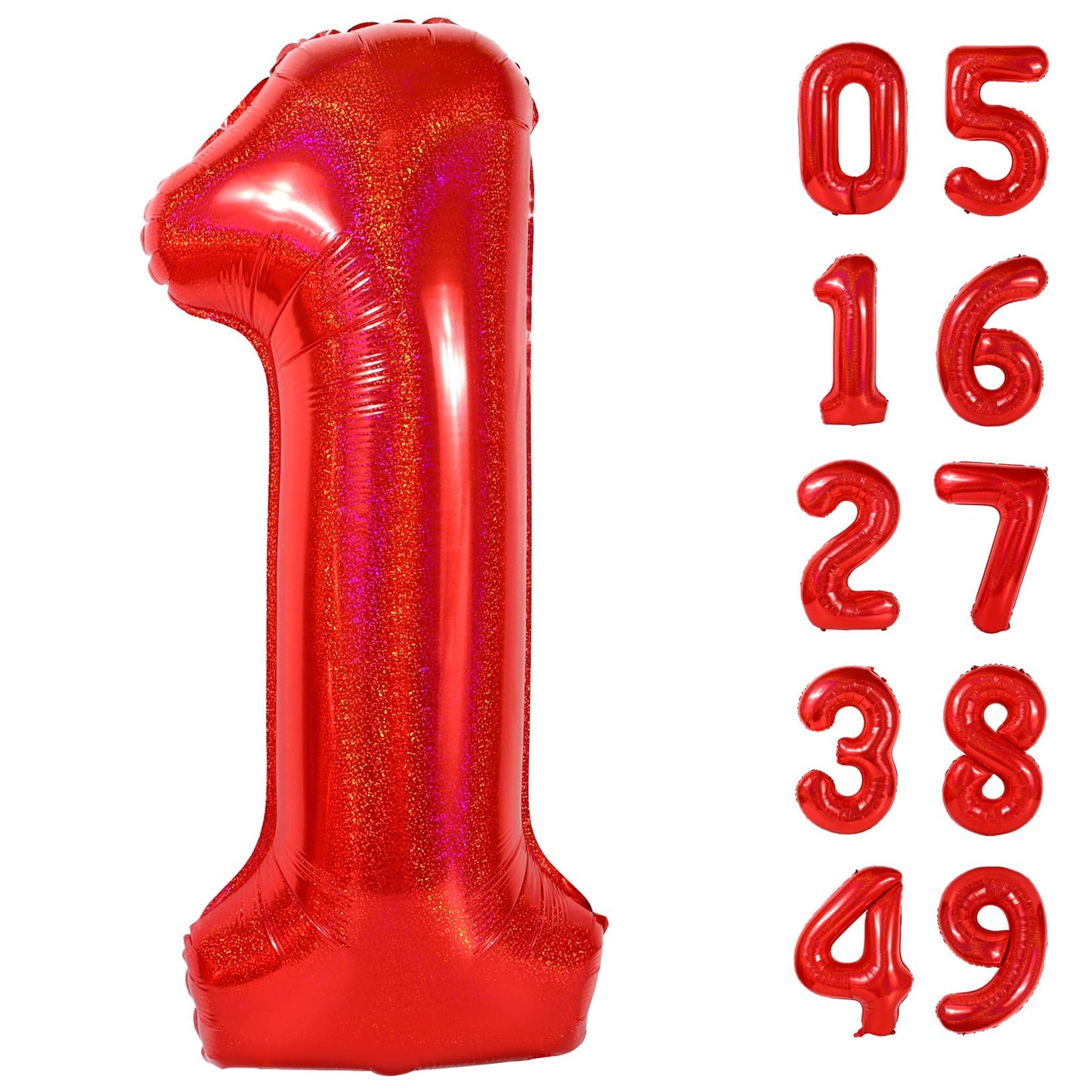 40 Inch Laser Red 1 Balloon for First Birthday, 1st Number Balloons Birthday Decorations for Girl Kids Toddler Baby, One Giant Number 1 Balloon