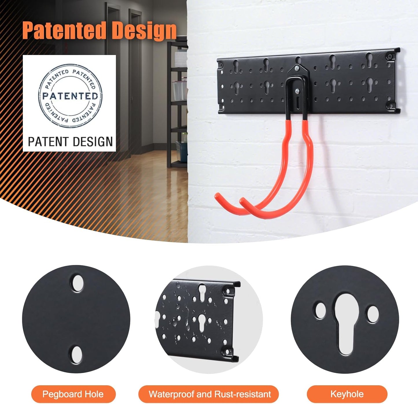 Ultrawall Garage Hooks - Multi-Storage Utility Rack for Garden Tools | 17-Piece Wall-Mounted Organizer