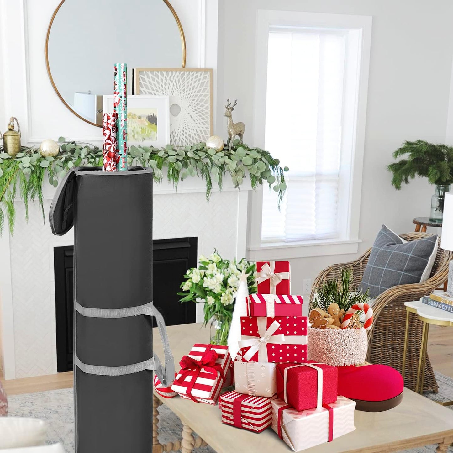 ProPik Wrapping Paper Storage Bag - Heavy Duty Gift Wrap Organizer | Holds 48 Rolls, 40" Long | Black