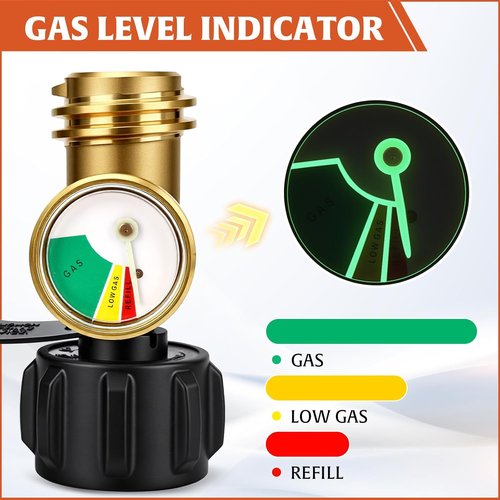 AWEASROY Propane Tank Gauge - Leakproof Level Indicator for 5lb-40lb Tanks | Quick Connect Fuel Check (2 Pack)