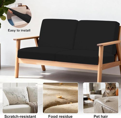 BIETYONE Patio Cushion Covers - 4Pcs Stretch Slipcovers for Outdoor Sofa - Washable & Reusable Protectors