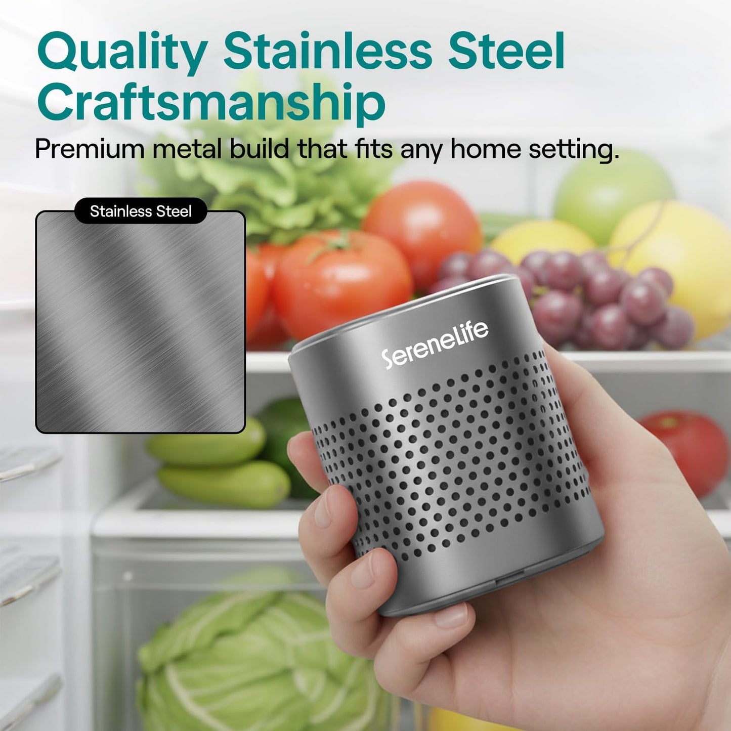 SereneLife Fridge Deodorizer - Multi-Use Odor Eliminator Pod for Refrigerators, Freezers & More | Compact & Reusable (Gray)