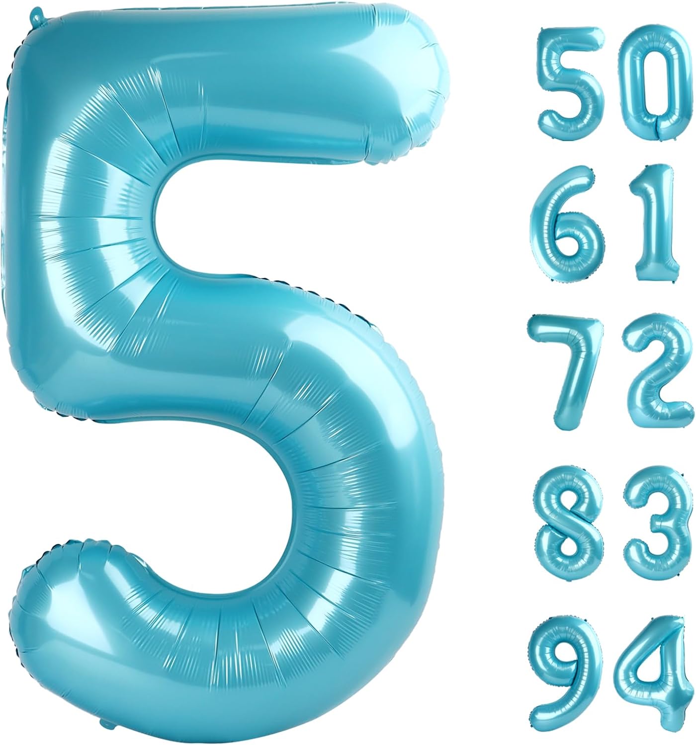 Pearlescent Blue Number 5 Balloon - 40 Inch 5th Birthday Decorations & Party Supplies