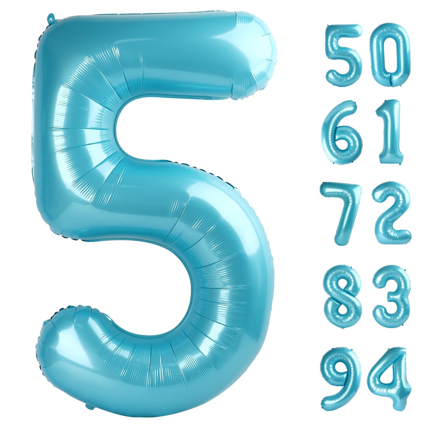 Pearlescent Blue 5 Balloon, Number Balloons 40 Inch, 5th Birthday Balloon Decorations, Pearlescent Blue Party Supplies, 5 Number Balloons, Number 5 Balloon
