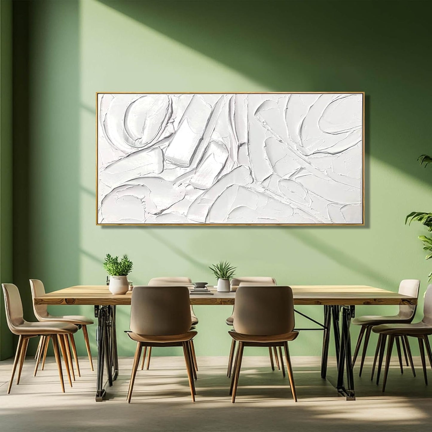 Skiennix Abstract Oil Painting - Framed Canvas Art for Maximalist Decor | 24"x48" Modern Wall Art