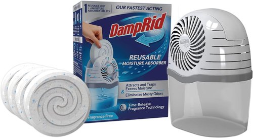 DampRid Reusable Moisture Absorber - Fragrance-Free with 4 Drop-In Tablets | 15.8 oz for Fresh Air