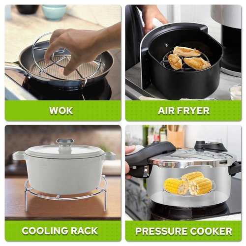 HULISEN Steam Rack, 2-4/5" and 2" Tall Trivet for Instant Pot 3 Qt and 6 Qt, Heavy Duty 18/8 Stainless Steel Steamer Rack Fit Pressure Cooker (6.3" Round - 2Pcs)