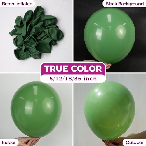 Bezente 36-Inch Sage Green Giant Balloons - 8 Pack Jumbo Olive Green Round Latex for Party Decor