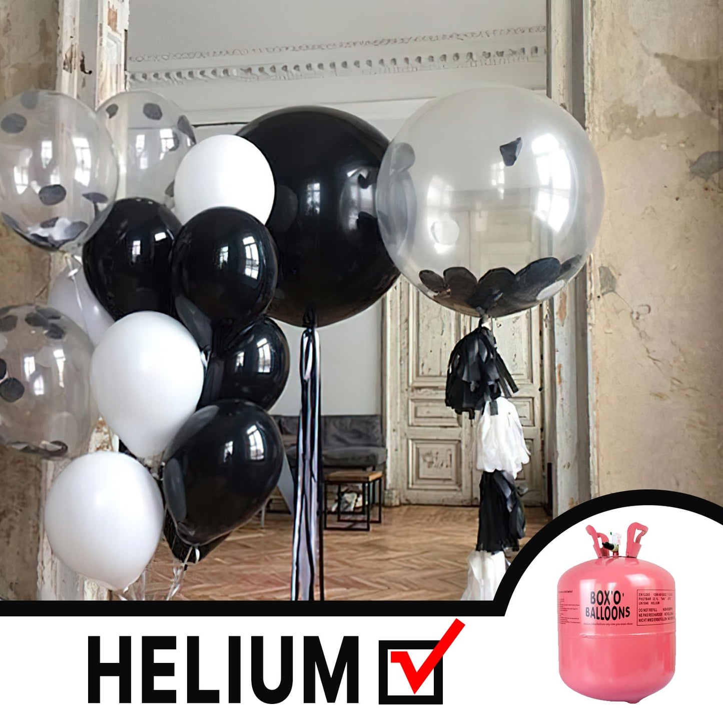 PartyWoo Black Foil Balloons 3pcs 50 Inch Large Round Foil Big Giant 4D Jumbo Inflatable Mirror Ball Mylar Balloons for Halloween Graduation Birthday Retirement Anniversary Party Decorations
