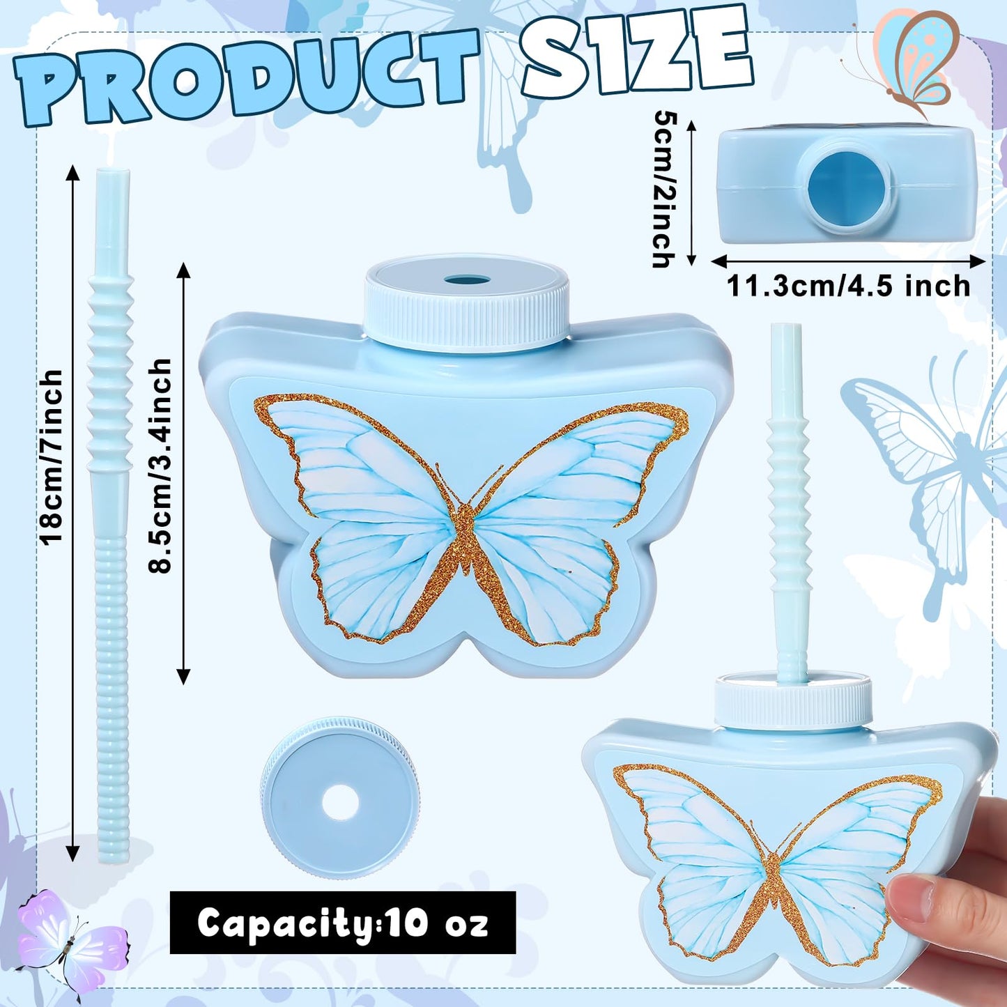 Mifoci 24 Pcs Butterfly Shape Cups Bulk, 10 oz Plastic Butterfly Themed Drinking Cups Pink and Purple Tea Party Supplies Fairy Birthday Party Decoration for Girls Wedding Baby Shower Favor