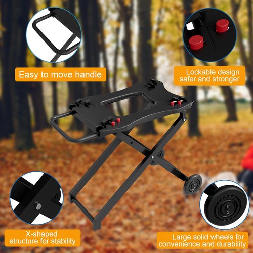 Foldable Grill Stand with Transport Handle for Weber Outdoor Electric Q Series Portable Grill Cart Table for Weber Q1000 Q1200 Q2000 Q2200 Gas Grills