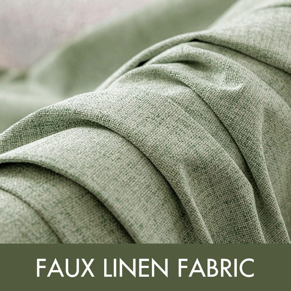 MIULEE Linen Blackout Curtains - 100% Room Darkening Thermal Insulated Grommet Panels | Sage Green, 42" x 63" (2 PCs)