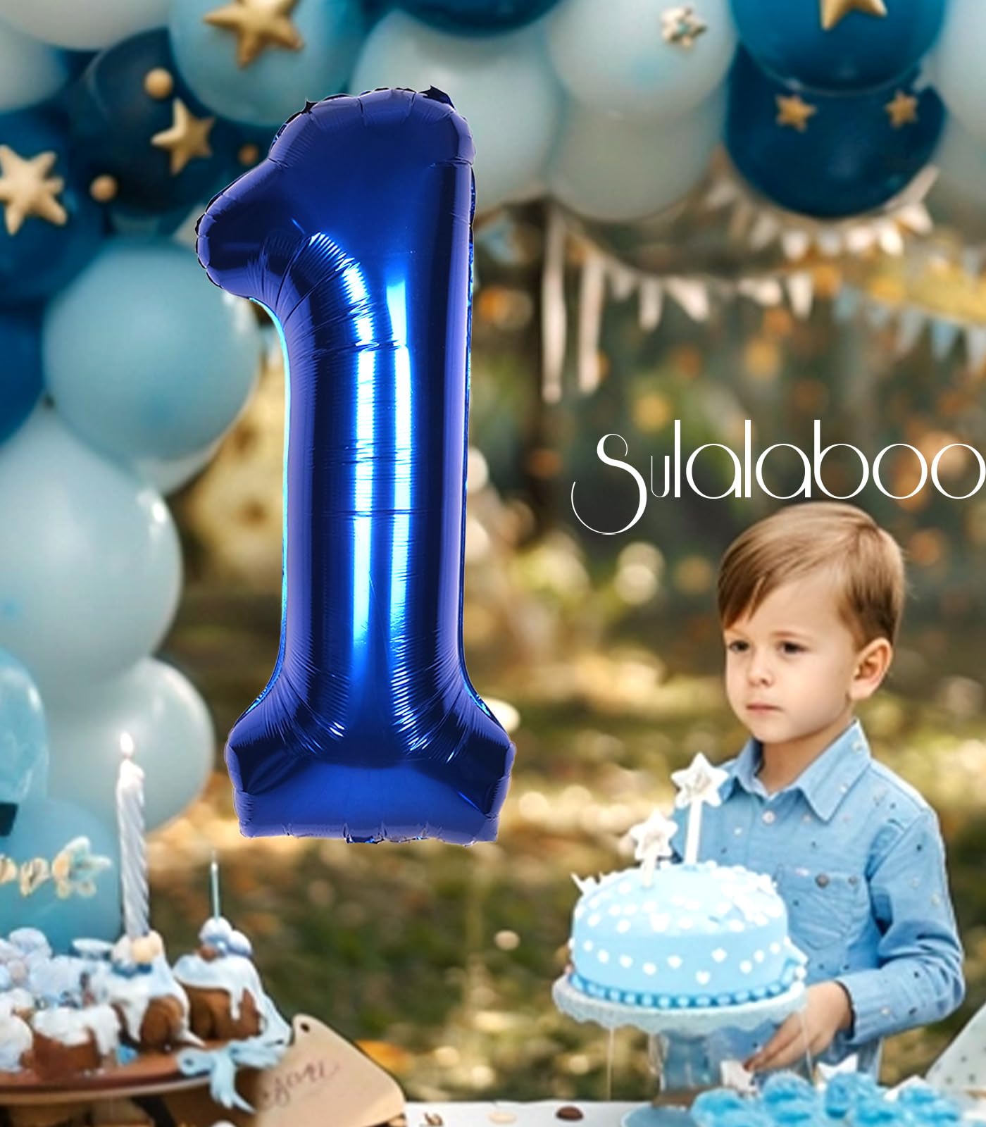 SULALABOO 40Inch Navy Blue Number 1 Balloon Large Helium Royal Blue Number Balloons 0-9 Giant Digital 1st Foil Mylar Big Party Balloon for Boy Birthday Party Anniversary Graduation Decorations